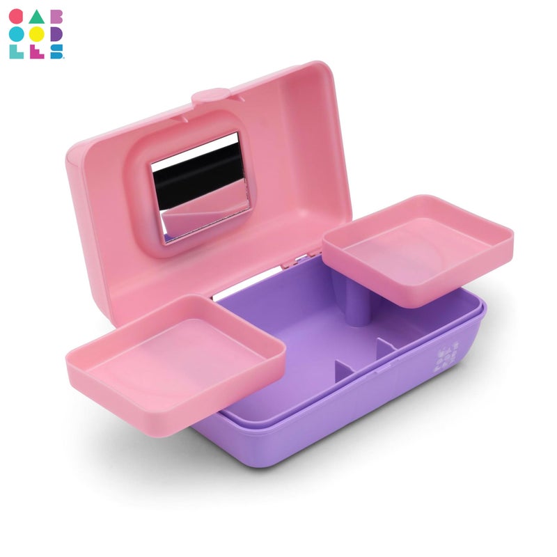 Caboodles Pretty in Petite Makeup Box  Two-Tone Pink on Lavender  Hard Plastic Organizer Box  2 Swivel Trays  Fashion Mirror  Secure Latch for Safe Travel - Image 4